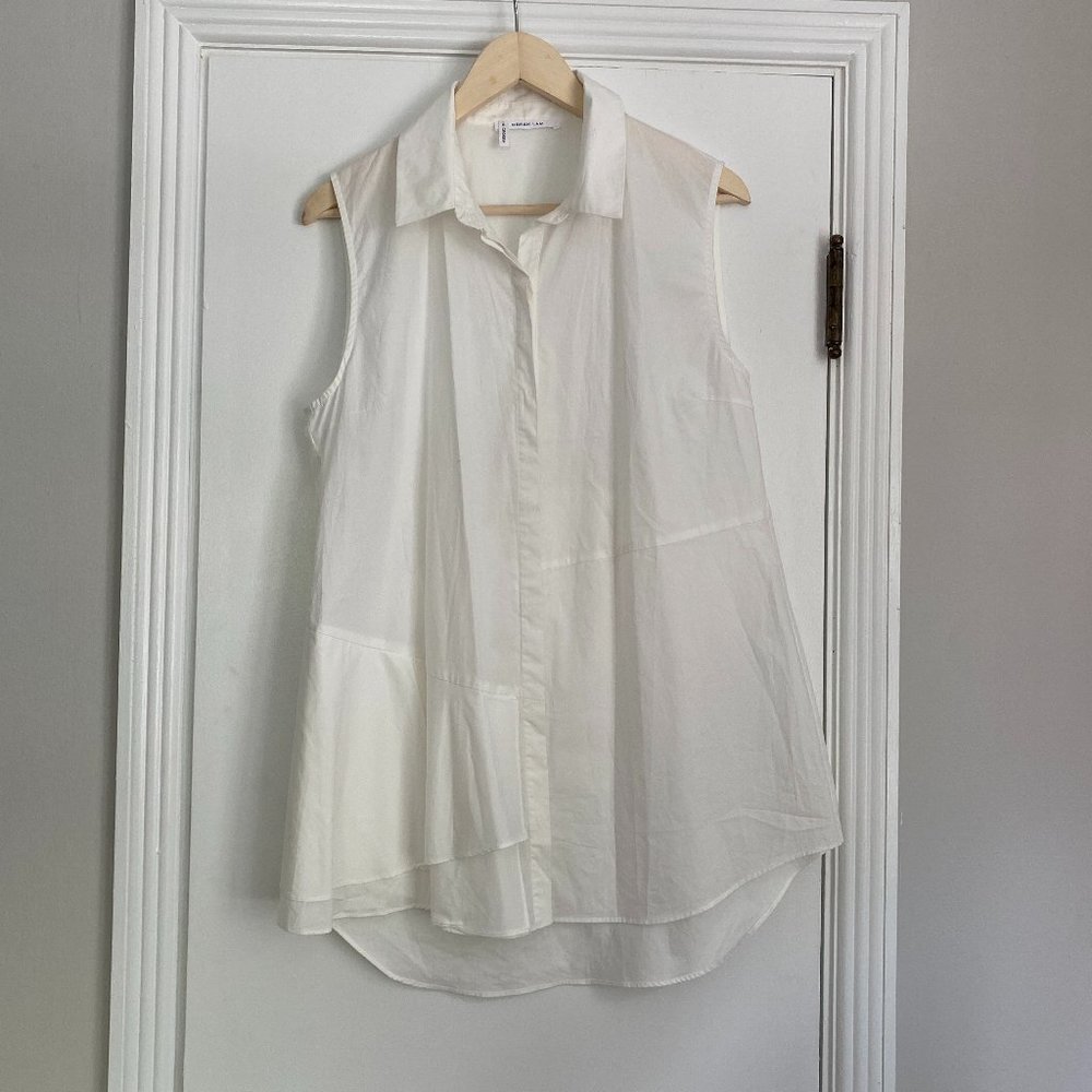 10 Crosby Derek Lam Women's Cotton Asymmetrical Layered White Sleeveless Tunic